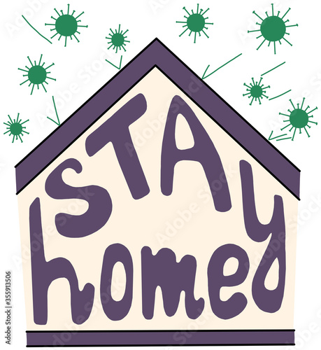 illustration caption stay at home