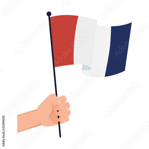 Hand holding france flag of happy bastille day vector design