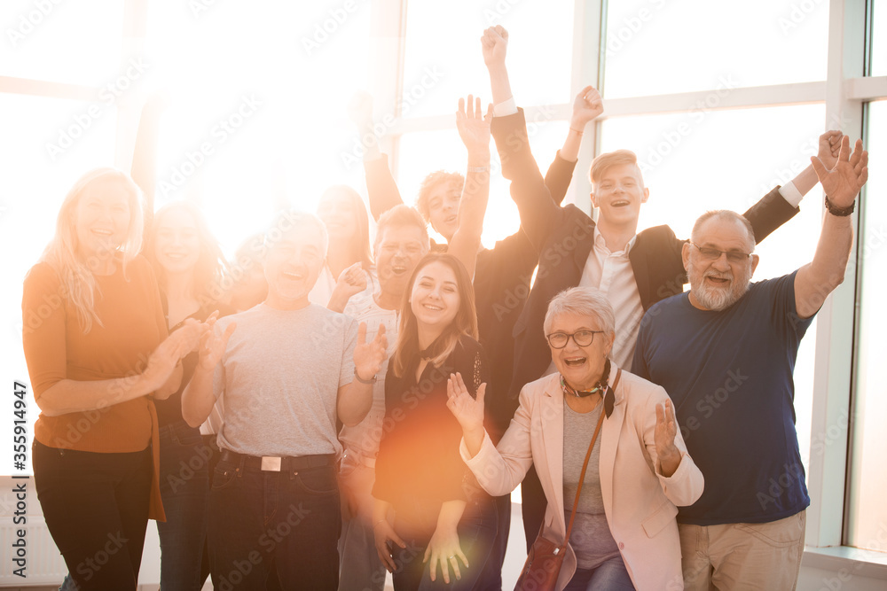 Obraz premium close up. fun big family celebrating together.