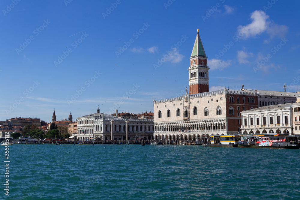 Piazza San Marco, Venice, Italy - 10/20/2019. View of the Doge's Palace from the Grand Canal