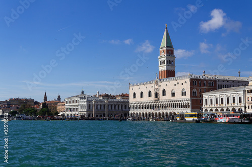 Piazza San Marco, Venice, Italy - 10/20/2019. View of the Doge's Palace from the Grand Canal