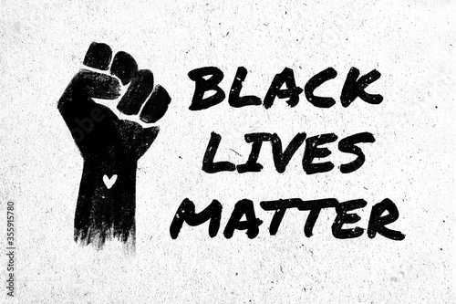Canvas Print Stock illustration of a raised black fist and the phrase Black Lives Matter on a