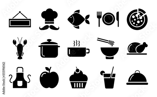 coffee and restaurant set icons