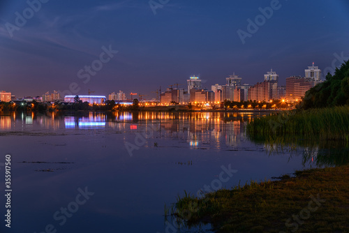 Minsk evening illumination of the city during the Independence Day celebration © olmax1975