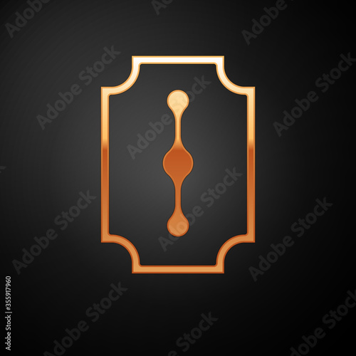 Gold Blade razor icon isolated on black background. Vector Illustration