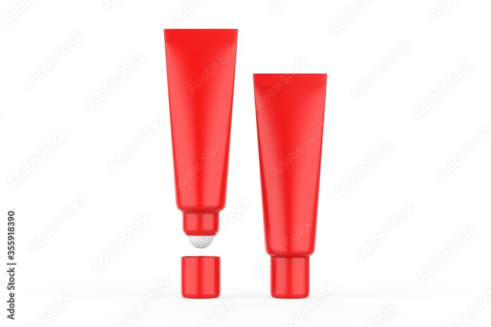 Glossy Cosmetic Tube With Ball Mock up on white background. 3d illustration Glossy Cosmetic Tube With Ball Mock up on white background. 3d illustration