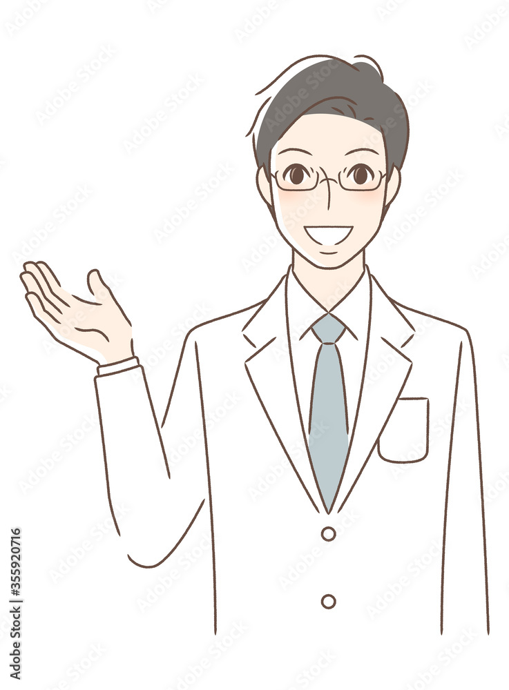 笑顔で手を差し出す正面向きの男性