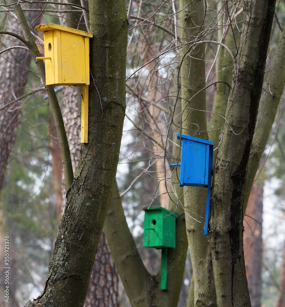 birdhouses in a city park
