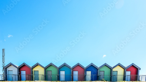 Beach huts in vibrant colors