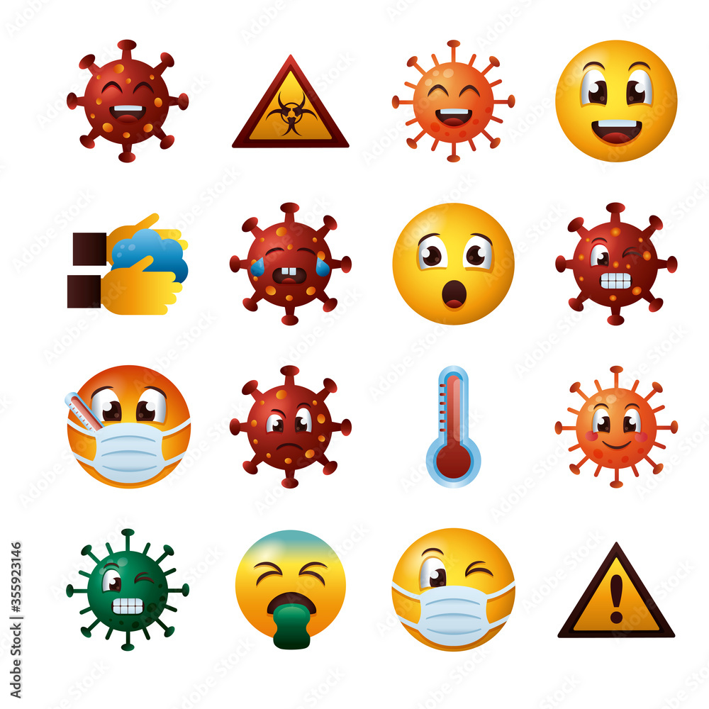 Obraz premium bundle of covid19 emojis set icons