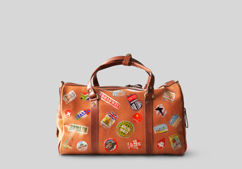 Large classic brown leather travel bag
