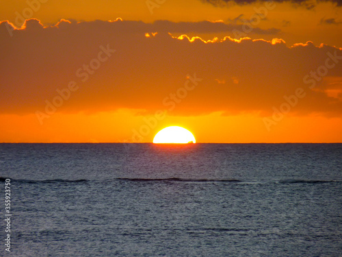 Sunset on the Indian Ocean in Grand Baie, Mauritius Island © boivinnicolas