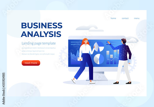 Business analysis vector illustration. Landing page template