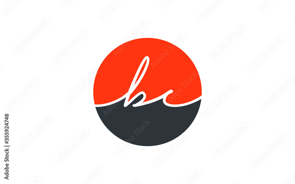 bc or cb Cursive Letter Initial Logo Design, Vector Template