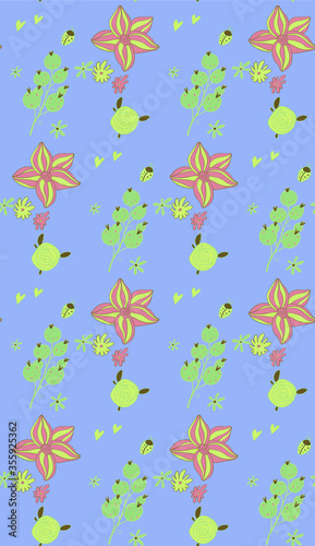 Bright color beautiful background. Tileable images from leaves and  plants. Summer theme pattern. 
