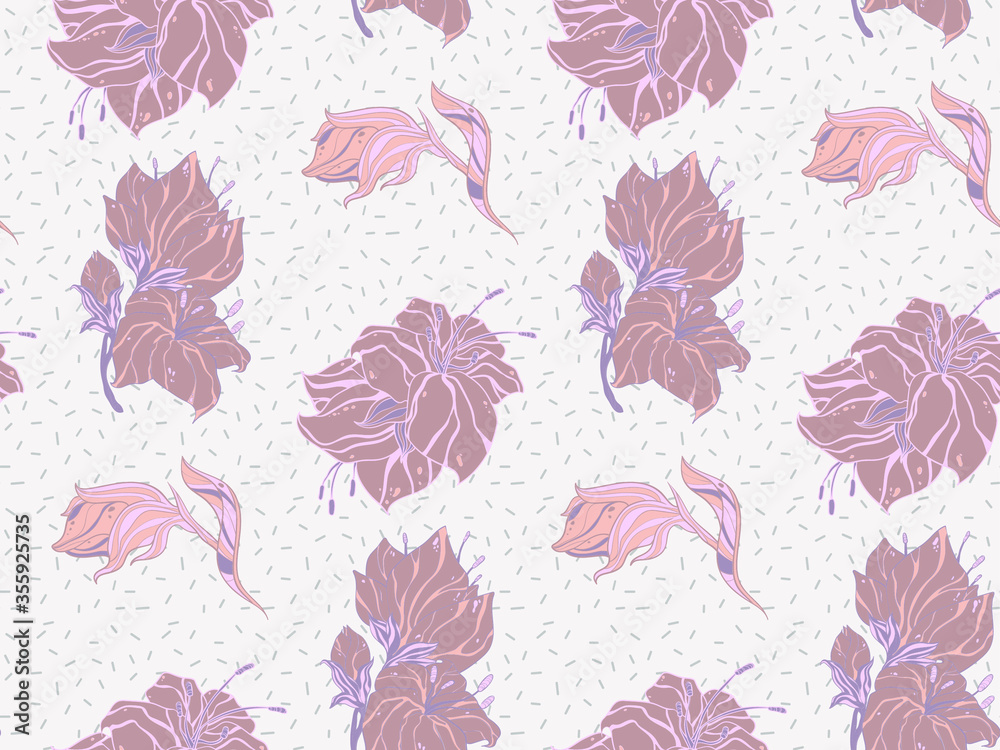 Image without seams. Beautiful pattern on a summer theme. Pattern consisting of flowers and herbs. Background image. 