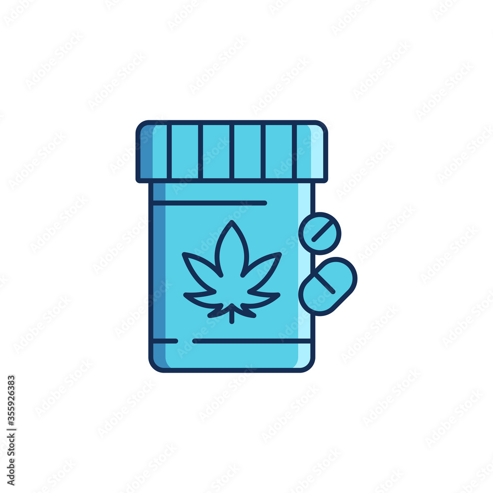 Cannabis pills bottle vector icon symbol isolated on white background Cannabis pills bottle vector icon symbol isolated on white background