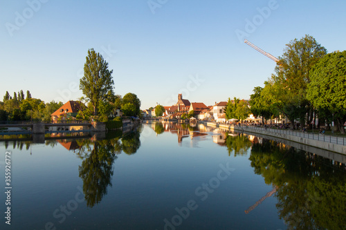 the river Isar in Landshut (near Munich) before sunset