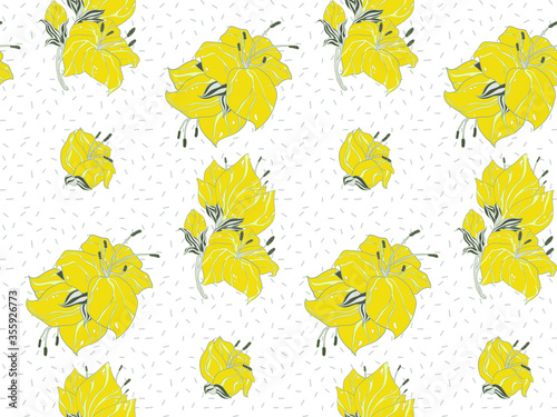Image without seams. Beautiful pattern on a summer theme. Pattern consisting of  flowers and  herbs. Background image.
