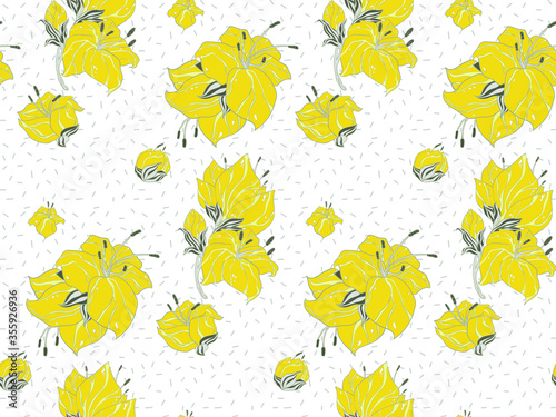 Image without seams. Beautiful pattern on a summer theme. Pattern consisting of  flowers and  herbs. Background image.
