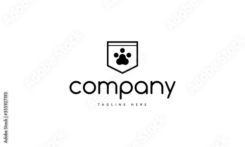 Vector logo on which an abstract image of a pocket and paws.