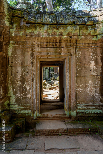 Walls Doors and Windows at the Ruins of Ta Prohm Temple at Angkor Wat Siem Reap Cambodia