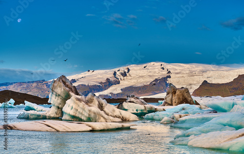 Iceberg floating on Jokulsarlon glacier lake