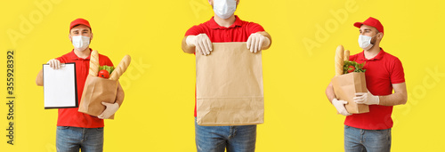 Male couriers of food deliv...