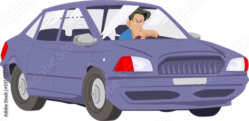 Man driving car. Stock illustration
