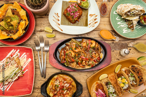 set of mexican dishes