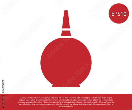 Red Enema icon isolated on white background. Enema with a plastic tip. Medical pear. Vector Illustration