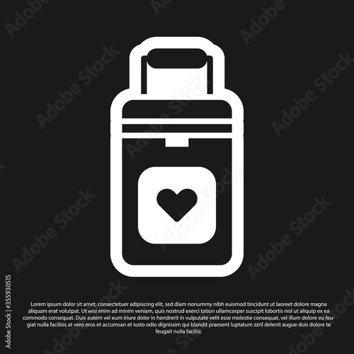 Black Cooler box for human organs transportation icon isolated on black background. Organ transplantation concept. Organ container. Vector Illustration