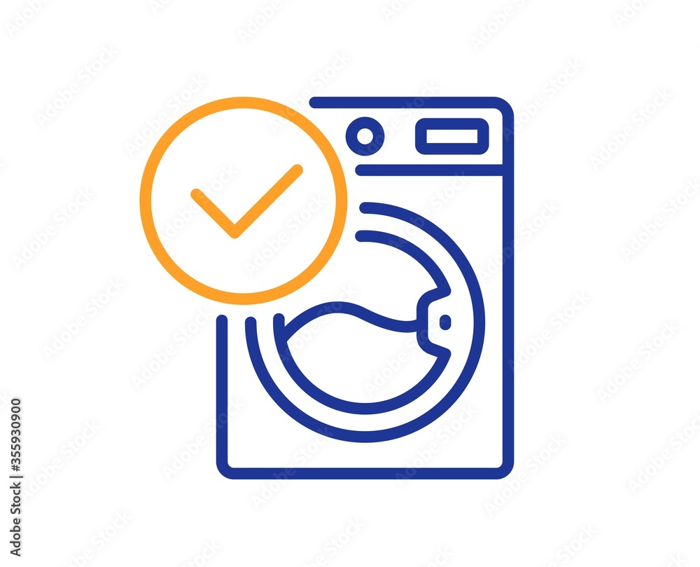 Washing machine line icon. Wash laundry sign. Washable cleaner symbol. Colorful thin line outline concept. Linear style washing machine icon. Editable stroke. Vector Washing machine line icon. Wash laundry sign. Washable cleaner symbol. Colorful thin line outline concept. Linear style washing machine icon. Editable stroke. Vector