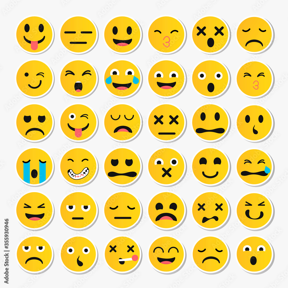 Cartoon emoji collection. Set of emoticons with different mood.Set of Emoji. Flat style illustrations
Cartoon emoji collection. Set of emoticons with different mood.Set of Emoji. Flat style illustrations