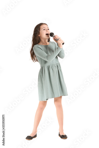 Cute little girl singing ag...