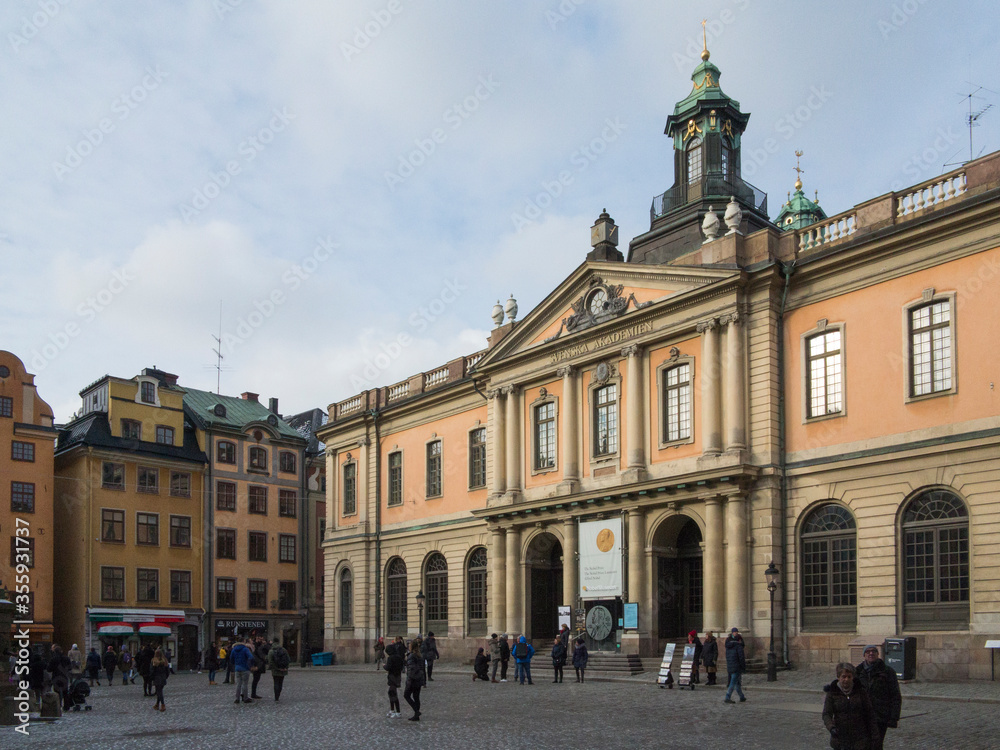 STOCKHOLM - 17 FEBRUARY 2018: The Swedish Academy was founded in 1786 to advance Swedish literature and language. It has awarded the Nobel prize for literature since 1901.