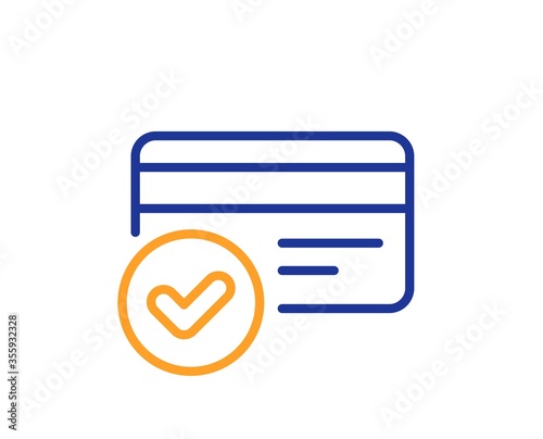 Approved credit card line icon. Accepted payment methods sign. Verification symbol. Colorful thin line outline concept. Linear style payment methods icon. Editable stroke. Vector