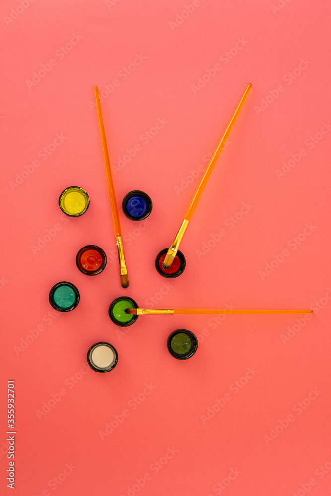 Paint set with pink background Paint set with pink background