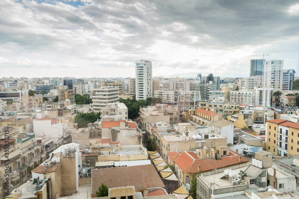 skyline of Nicosia, Cyprus: the divided city