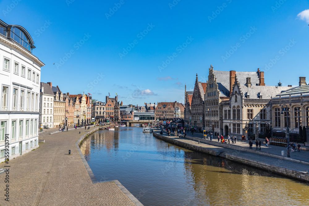 River Leie embankment in Ghent, Belgium