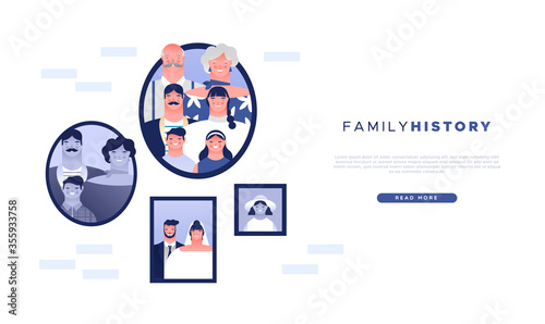 Family history web template of geneaology ancestry