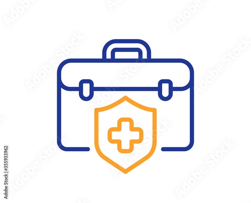 Medical insurance line icon. Health coverage sign. Protection policy symbol. Colorful thin line outline concept. Linear style medical insurance icon. Editable stroke. Vector