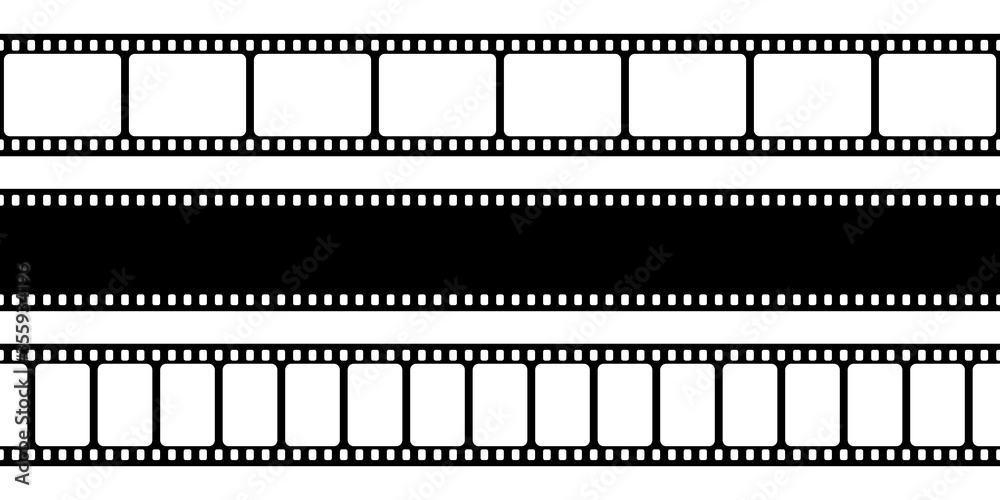 Film strips collection. Old retro cinema movie strip. Vector illustration. Video recording. Film strips collection. Old retro cinema movie strip. Vector illustration. Video recording.