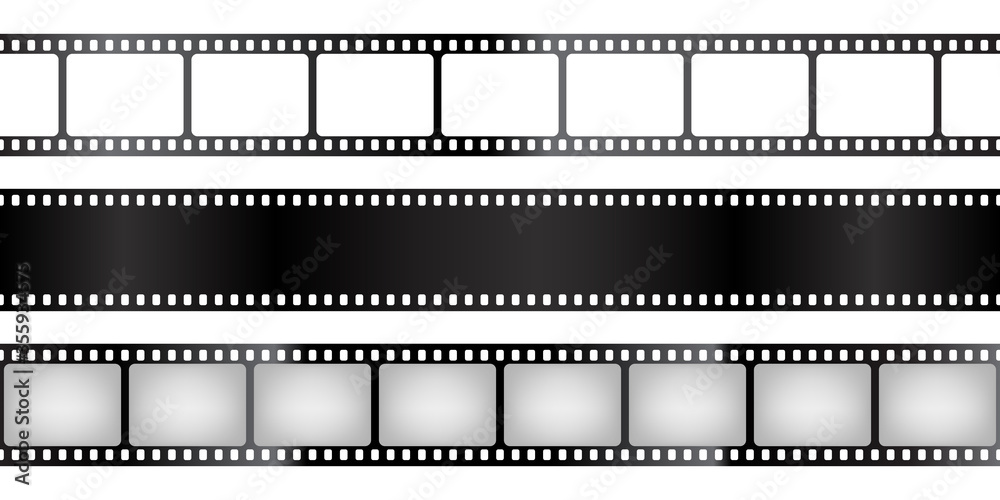 Film strips collection. Old retro cinema movie strip. Vector illustration. Video recording. Film strips collection. Old retro cinema movie strip. Vector illustration. Video recording.