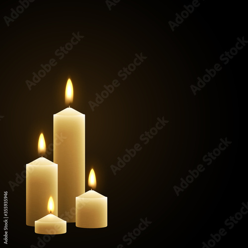 Candles burn with fire realistic