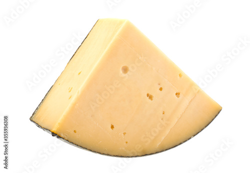 Piece of cheese on a white background, isolated.