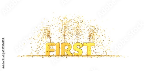 First word white background with confetti