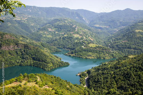 View of Yuvacik Dam Lake in Kocaeli province of Turkey. The artificial lake provides water for the city of Izmit, Kocaeli.