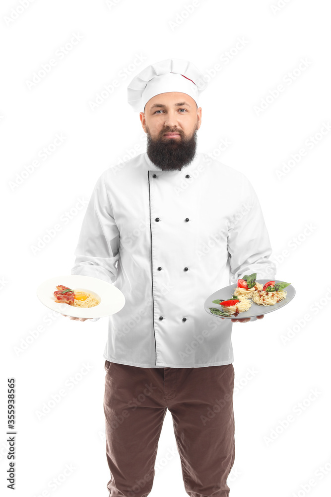 Handsome male chef on white background Handsome male chef on white background