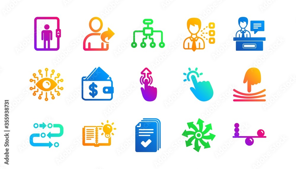Obraz premium Timeline path, Cash wallet. Artificial intelligence, Balance and Refer friend icons. Classic icon set. Gradient patterns. Quality signs set. Vector